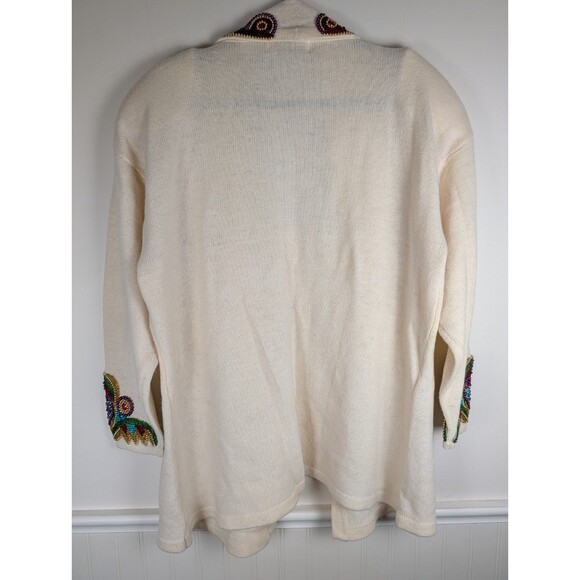 Vintage Priscilla Lambswool Sweater Size XL Cream With Sequin Angora 80's Beaded - Picture 13 of 16